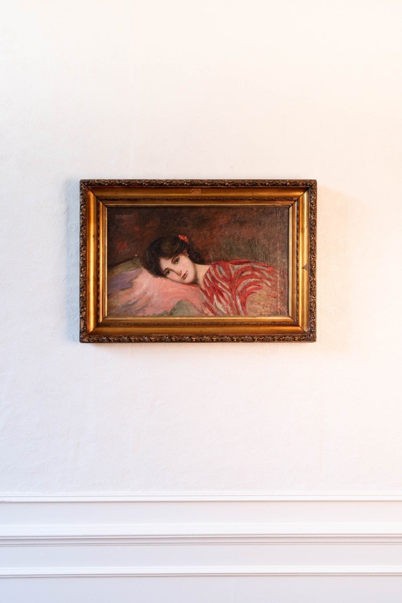 Pietro Persicalli (it) - Portrait d'Une Dame (années 1910) - Huile Sur Toile -photo-2