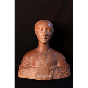 19th Century Terracotta Bust Of Princess Ippolita Maria Sforza (italy)