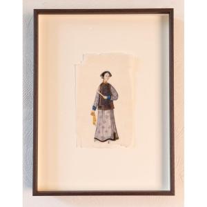 19th Century Chinese Portrait On Rice Paper