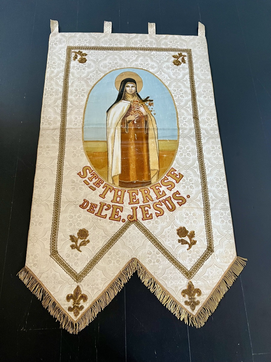 Bannière De Procession De Sainte Thėrèse De L’enfant Jesus - XIXè-photo-1