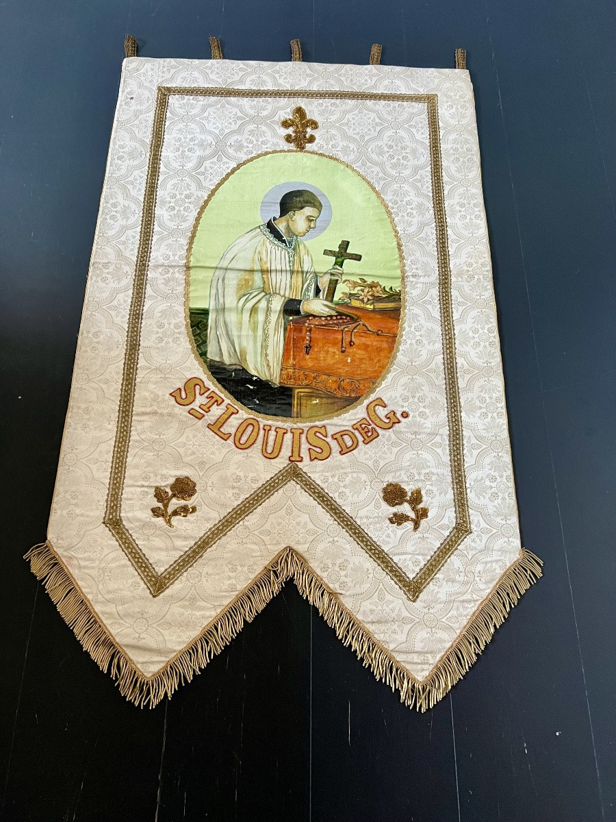 Processional Banner Of Saint Louis Gonzaga - 19th Century - France-photo-1