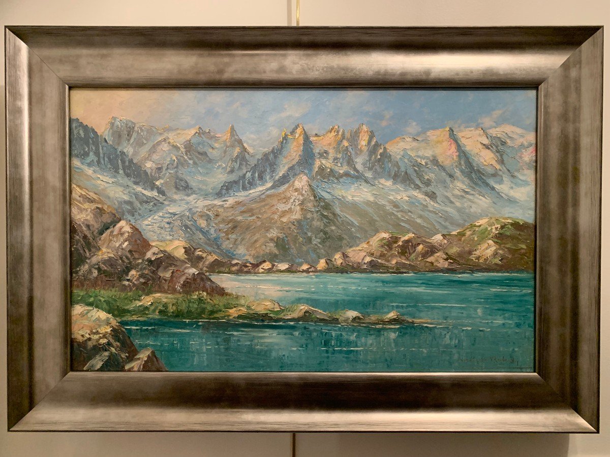 «Vue des  Aiguilles de Chamonix Le Lac Blanc »  Adolphe Roberty-photo-2