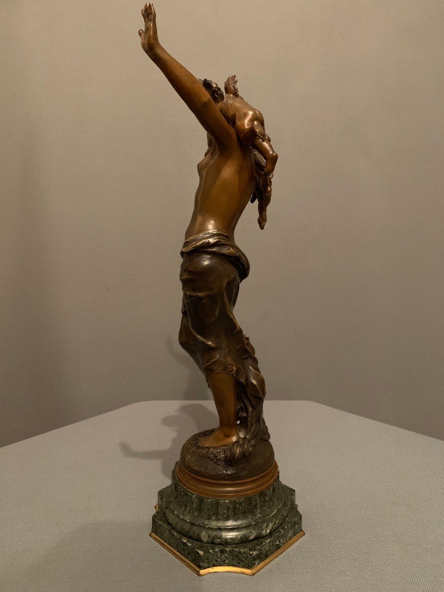 Bronze  "La Jeune-fille aux deux Amours" -  Auguste Moreau (1834-1917).-photo-4