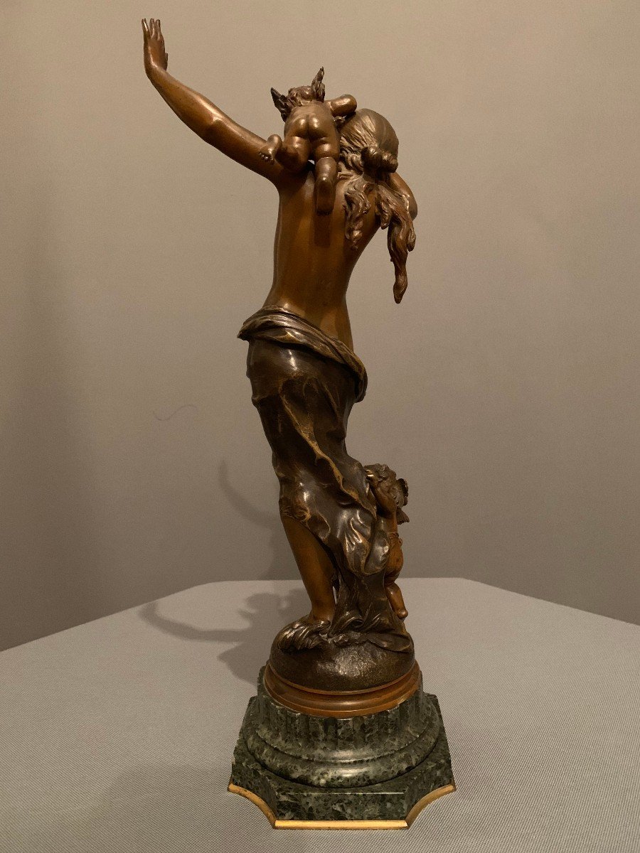 Bronze  "La Jeune-fille aux deux Amours" -  Auguste Moreau (1834-1917).-photo-1