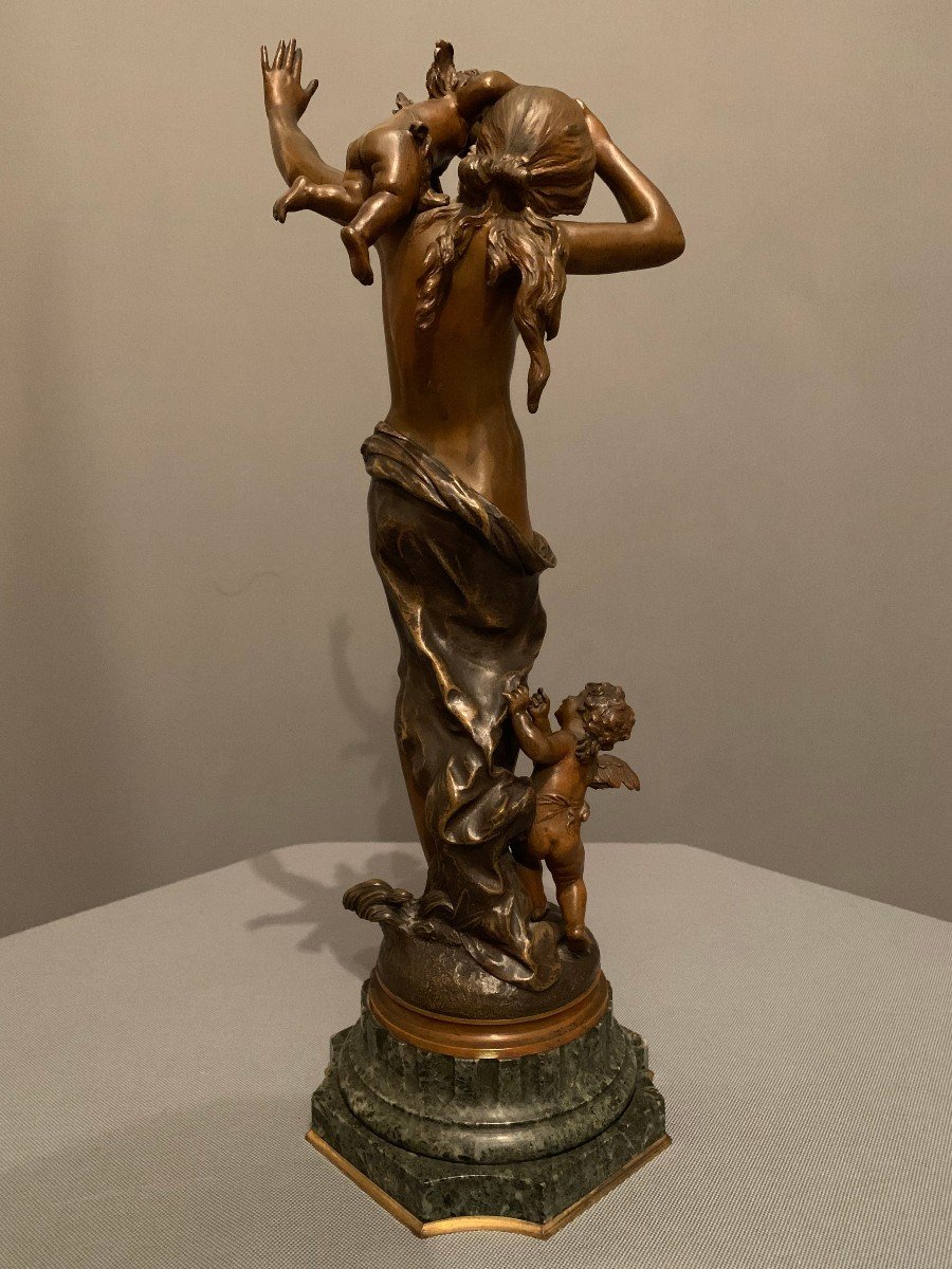 Bronze  "La Jeune-fille aux deux Amours" -  Auguste Moreau (1834-1917).-photo-2