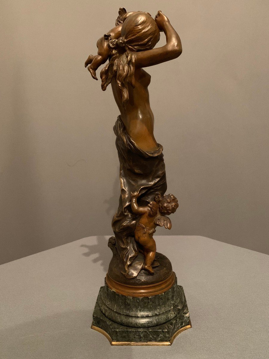 Bronze  "La Jeune-fille aux deux Amours" -  Auguste Moreau (1834-1917).-photo-3