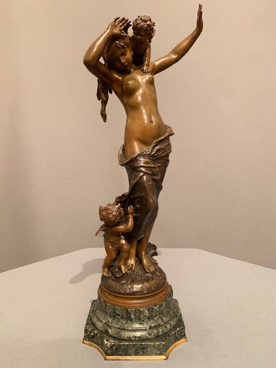 Bronze  "La Jeune-fille aux deux Amours" -  Auguste Moreau (1834-1917).