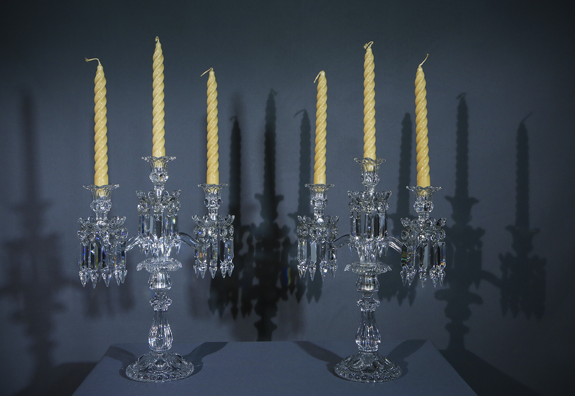 Paire de  Chandeliers Girandoles En Cristal De Baccarat-photo-6