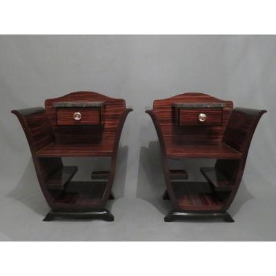 Pair Of Bedside Art Deco Attributed To Krass