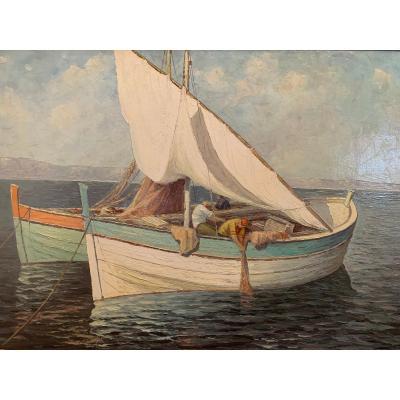 Marine « Les Barques »  Edouard Mandon – (1885-1977)