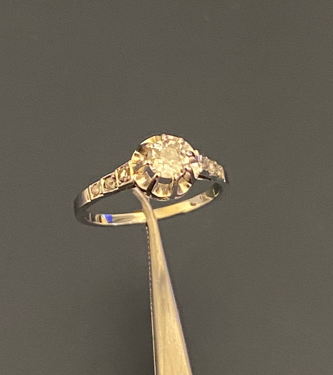 Old Art Deco Gold And Diamond Ring-photo-6