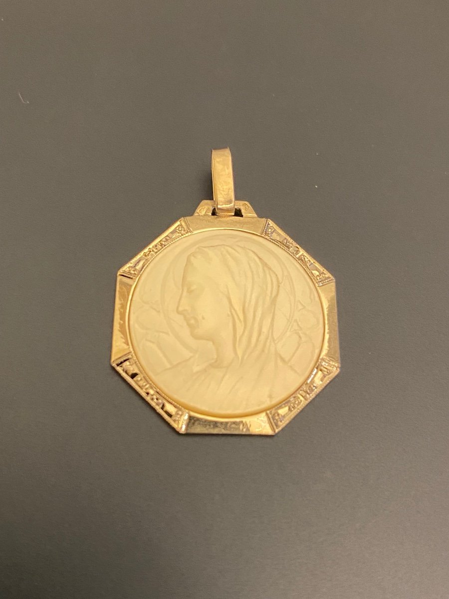 Médaille Art Deco Or Et Nacre-photo-1