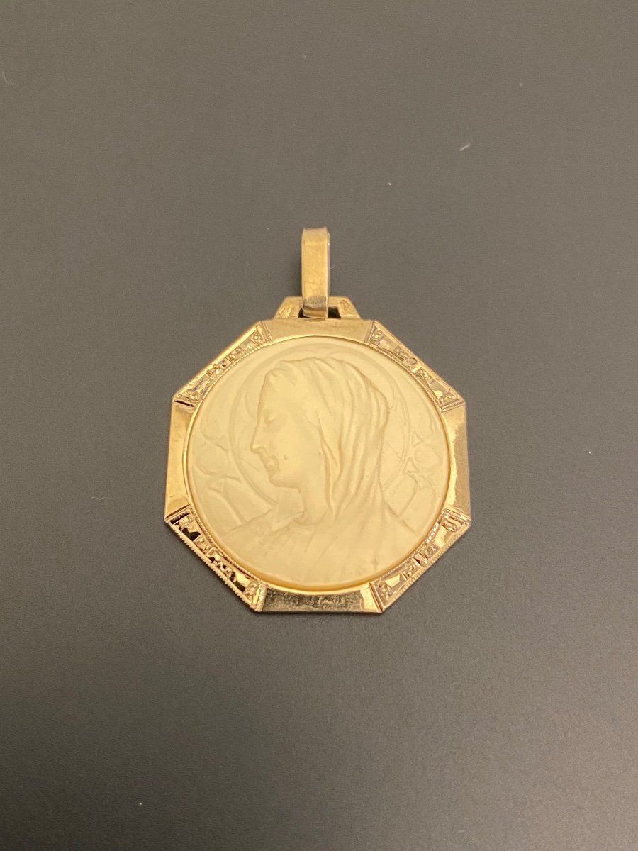 Médaille Art Deco Or Et Nacre