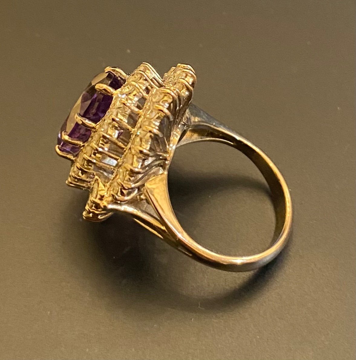 Old Gold, Amethyst And Diamond Ring-photo-2