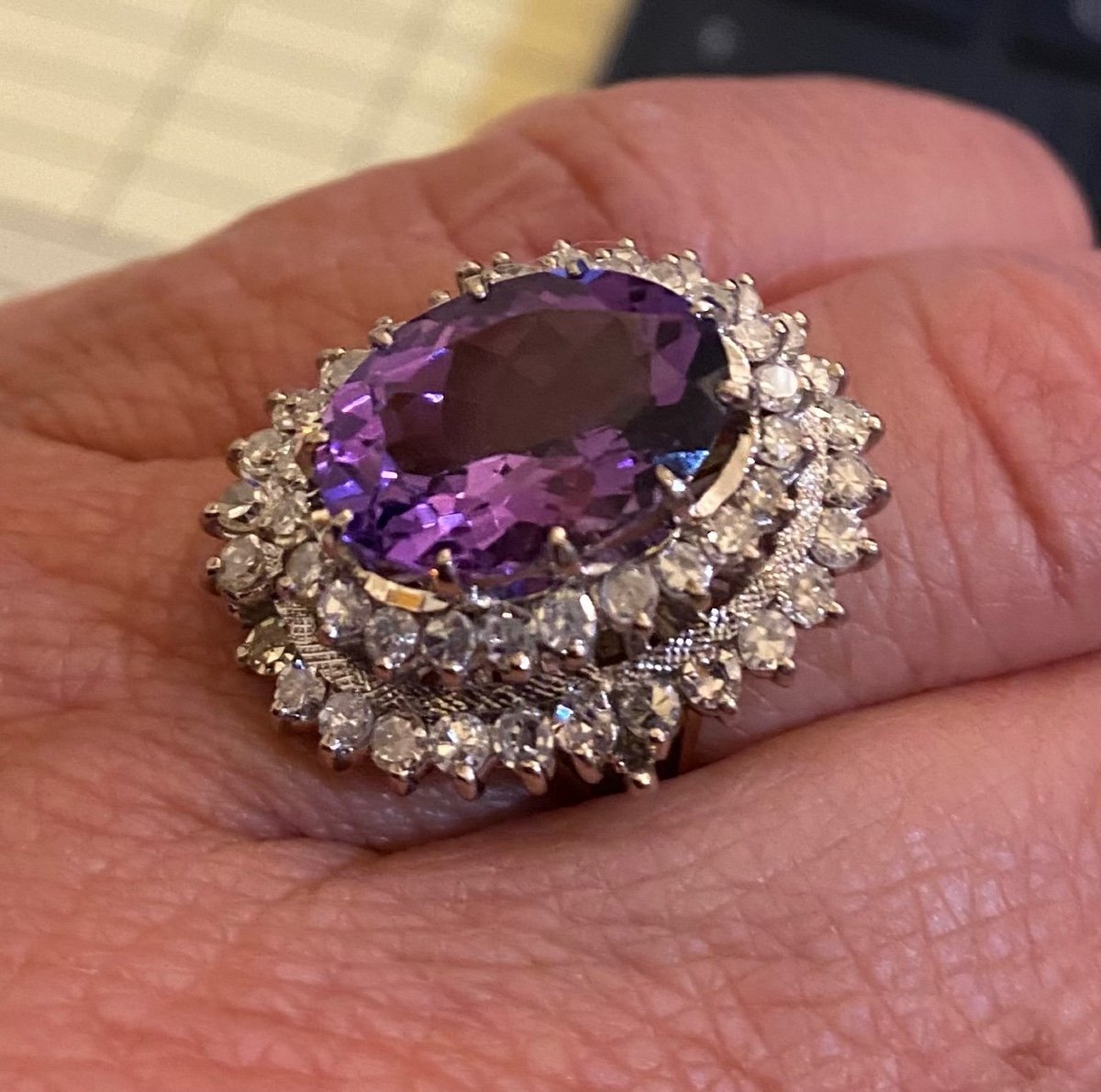 Old Gold, Amethyst And Diamond Ring-photo-5