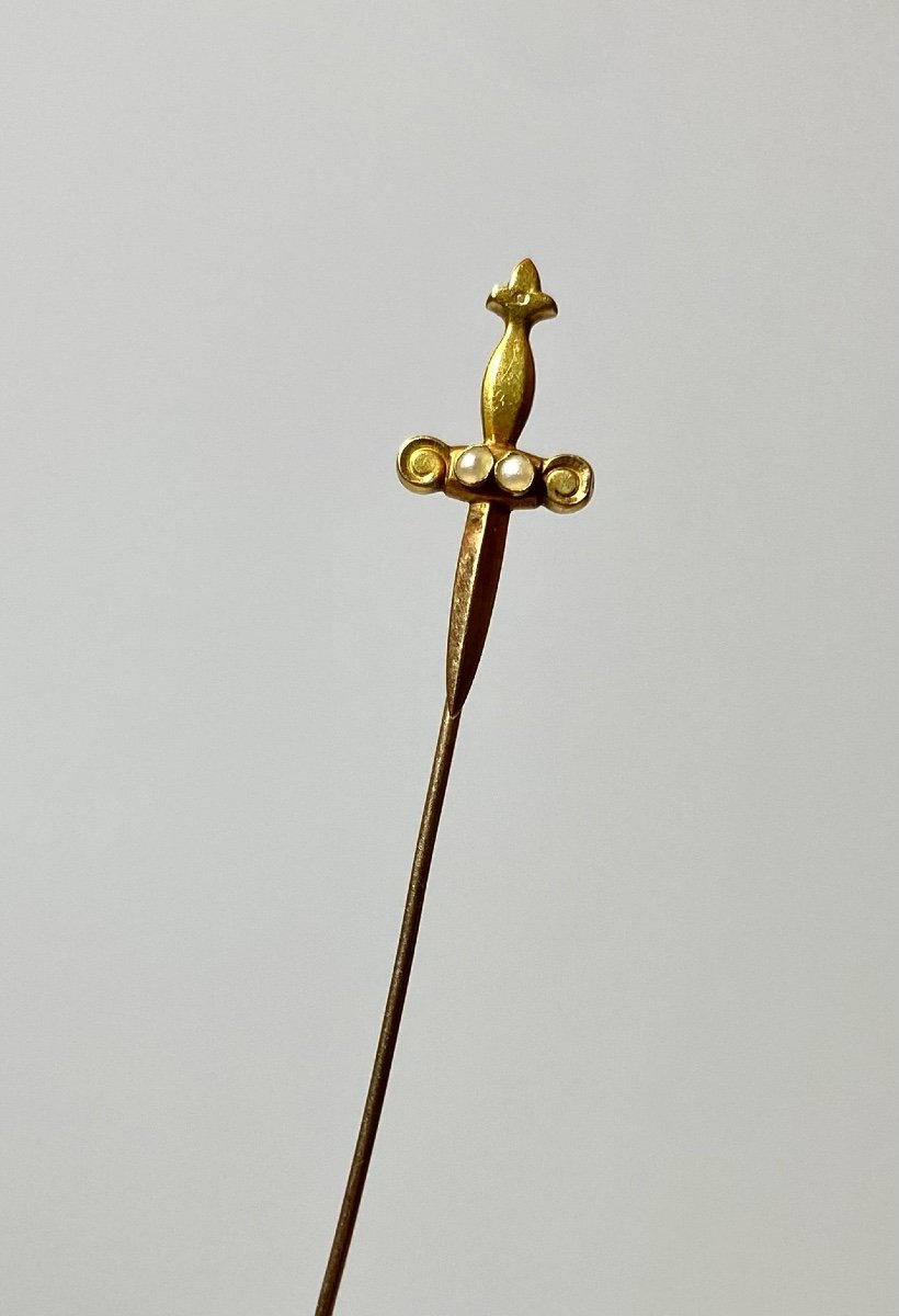 Old Tie Pin In Gold And Pearls-photo-4