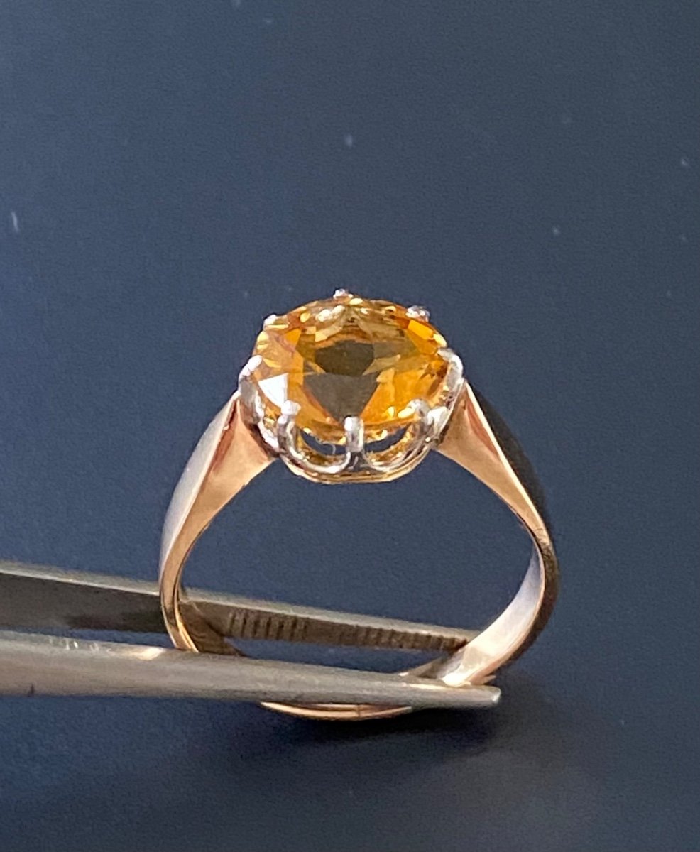 Ancienne Bague Style Art Deco En Or Et Citrine-photo-7