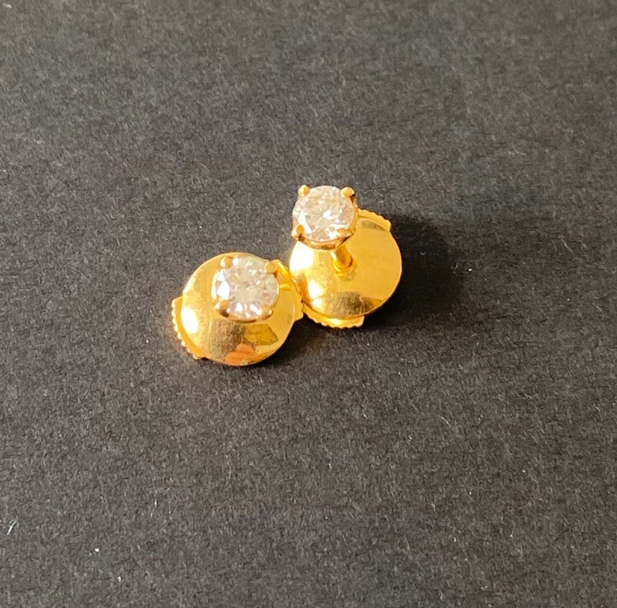 Pair Of Gold And Diamond Stud Earrings-photo-1