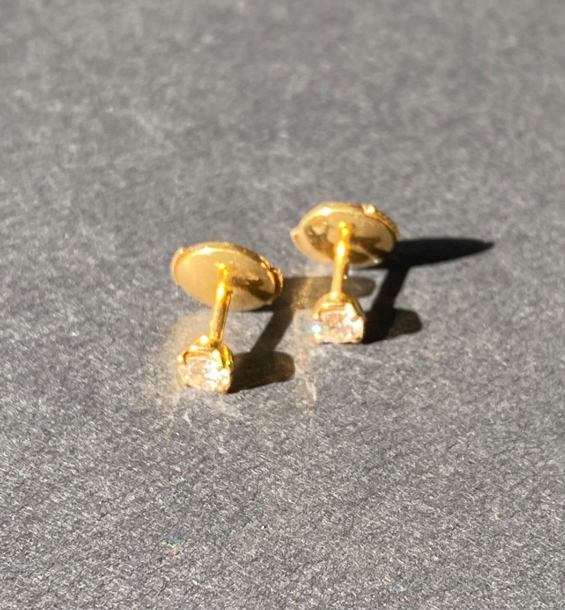 Pair Of Gold And Diamond Stud Earrings-photo-2