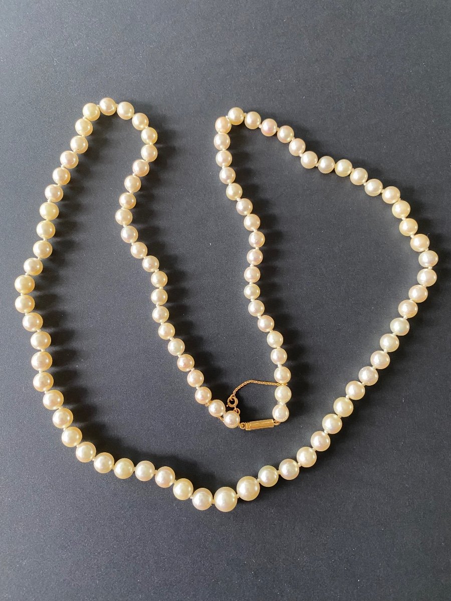 Cultured Pearl Necklace, Gold Clasp-photo-3