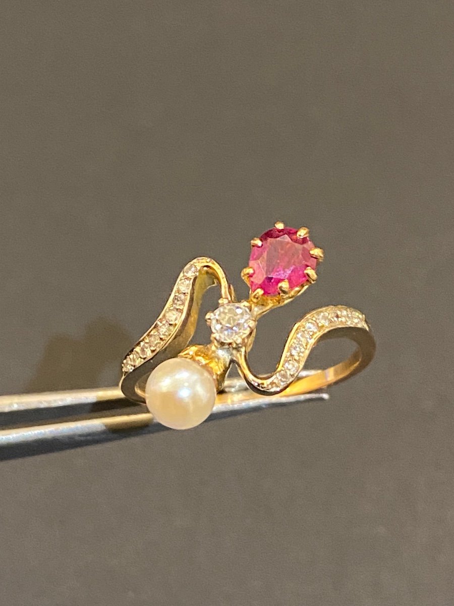 Old Gold, Ruby, Pearl And Diamond Ring. Duchess-photo-2
