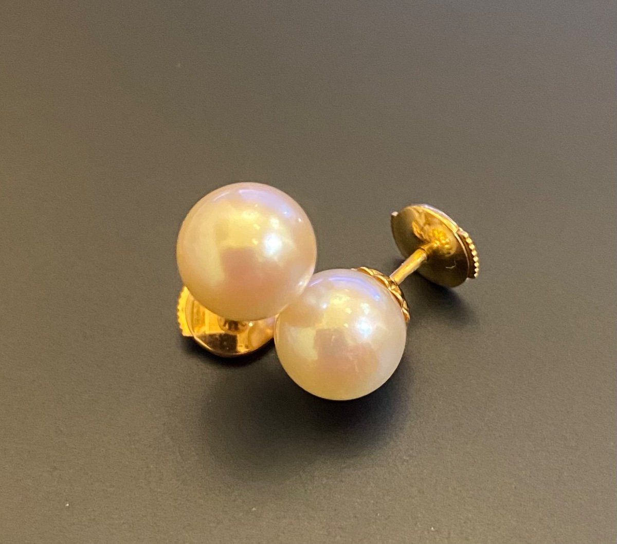 Pair Of Gold And Cultured Pearl Earrings-photo-4