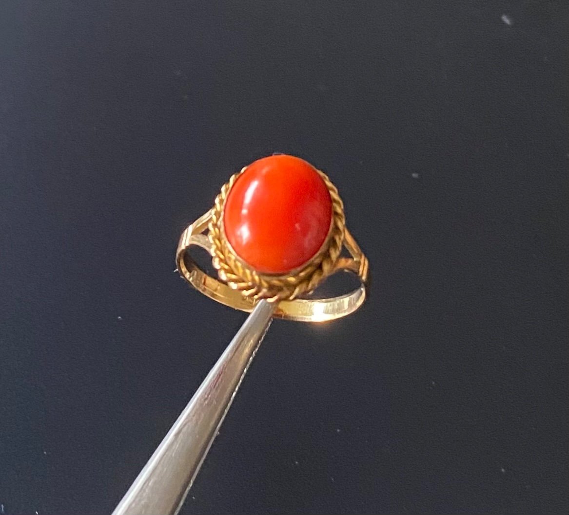 Ancienne Bague Or Et Corail-photo-5