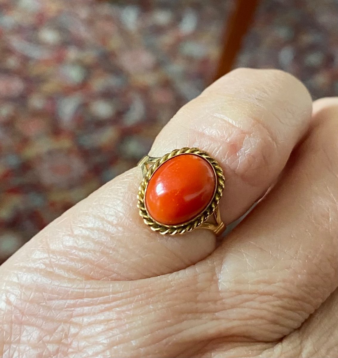 Ancienne Bague Or Et Corail-photo-7