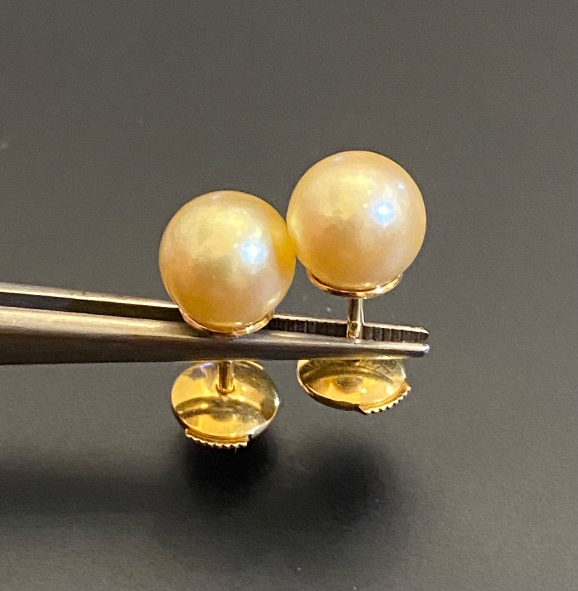 Pair Of Gold And Cultured Pearl Earrings 