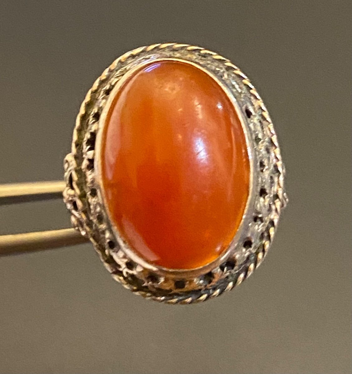 Old Silver And Carnelian Ring-photo-2