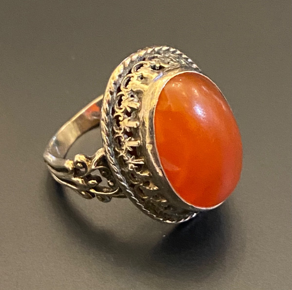 Old Silver And Carnelian Ring-photo-5