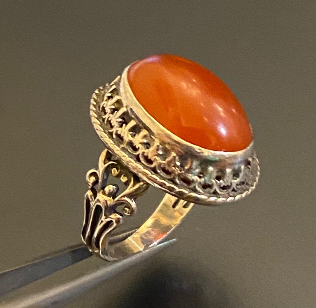 Old Silver And Carnelian Ring-photo-8