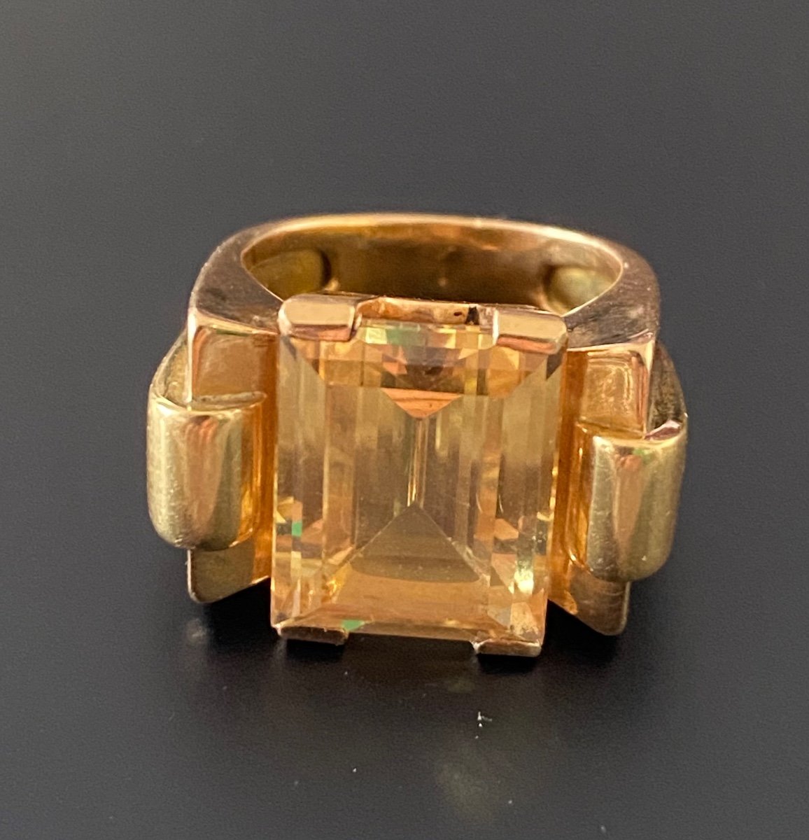 Bague Tank En Or Et Citrine-photo-2