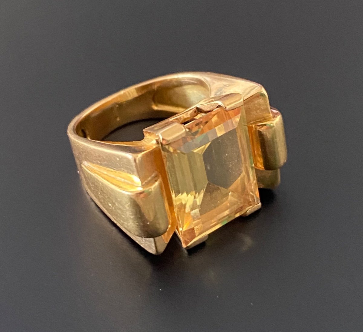 Bague Tank En Or Et Citrine-photo-6