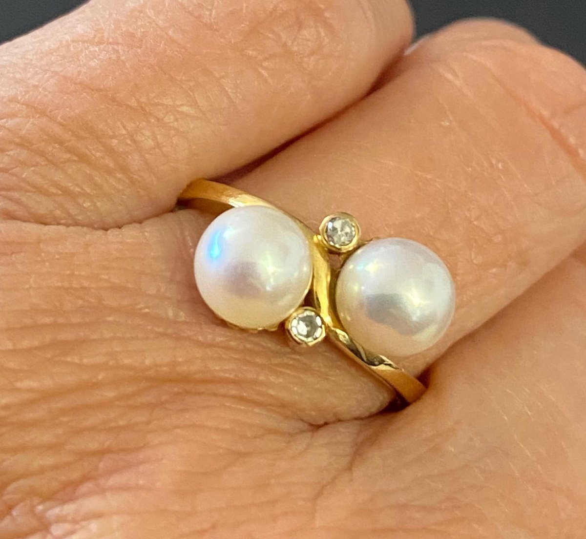 Gold Ring, Cultured Pearls And Diamonds-photo-6