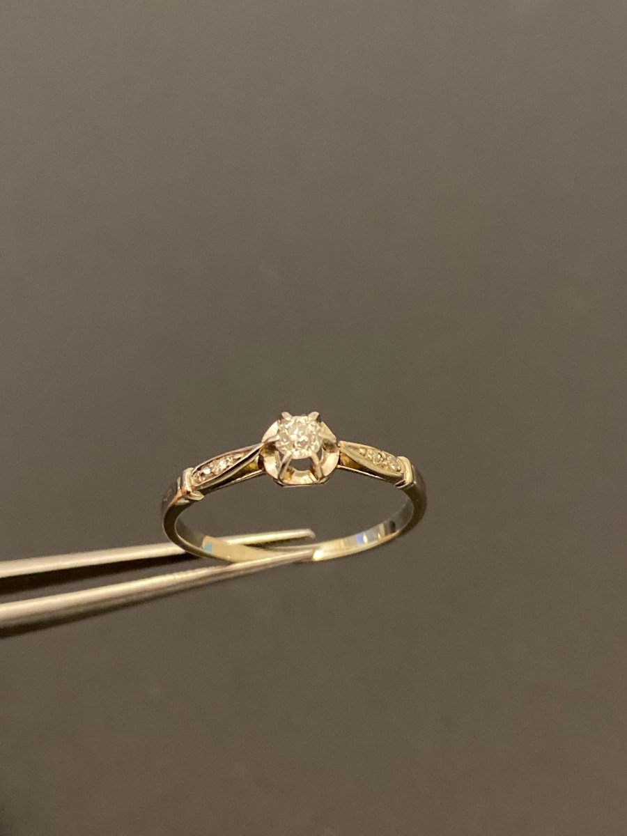 Old Art Deco Style Gold And Diamond Ring 