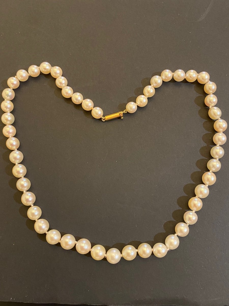 Catherine Deneuve Collection: Cultured Pearl Necklace, Gold Clasp -photo-3