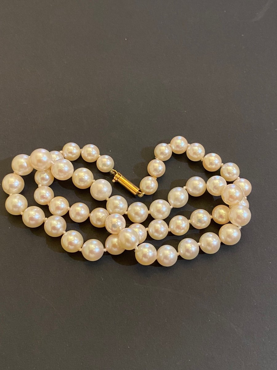 Catherine Deneuve Collection: Cultured Pearl Necklace, Gold Clasp -photo-2