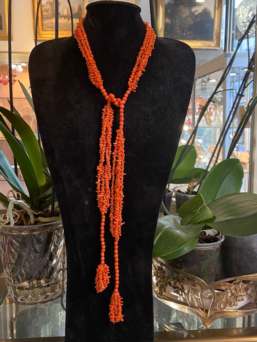 Old Coral Long Necklace-photo-3