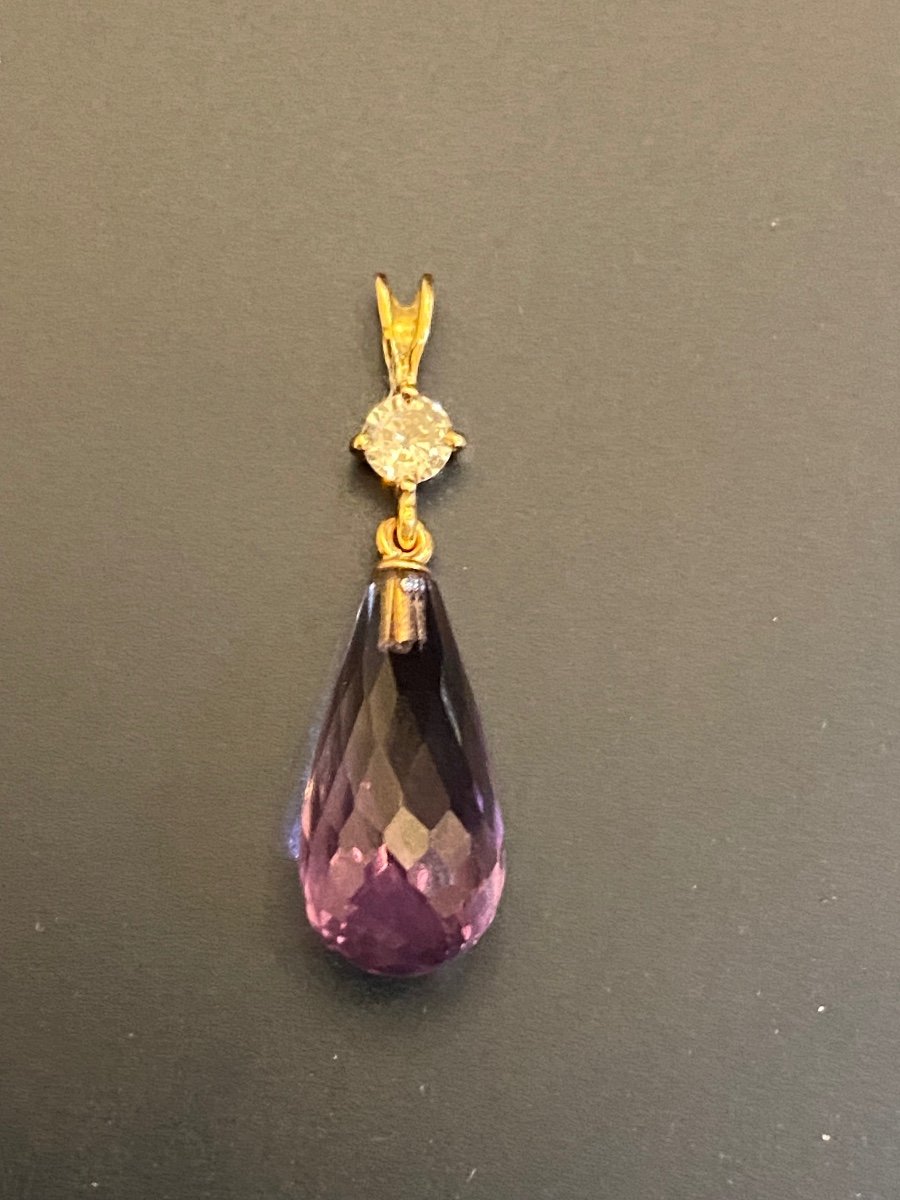 Pendentif Or , Diamant Et Amethyste-photo-3