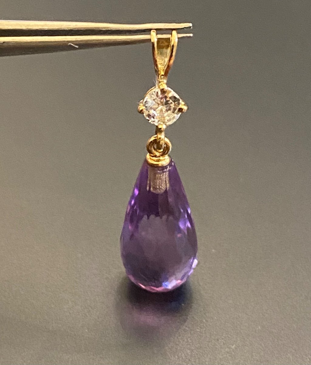 Pendentif Or , Diamant Et Amethyste-photo-4