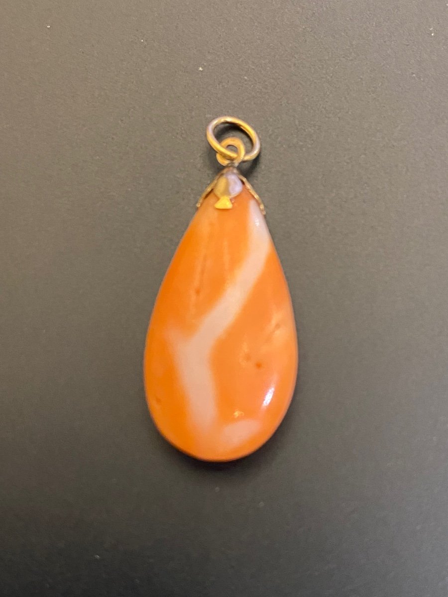 Ancien Pendentif Or Et Corail-photo-2