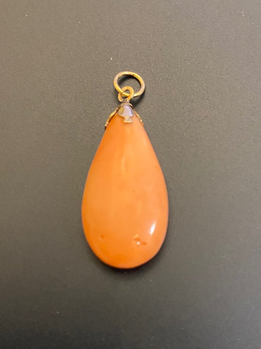 Ancien Pendentif Or Et Corail-photo-2