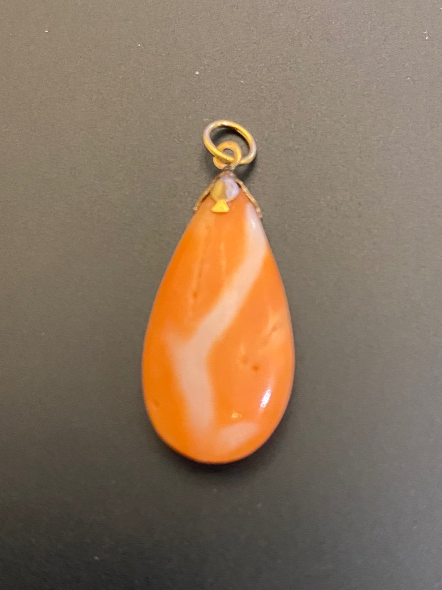 Ancien Pendentif Or Et Corail-photo-3