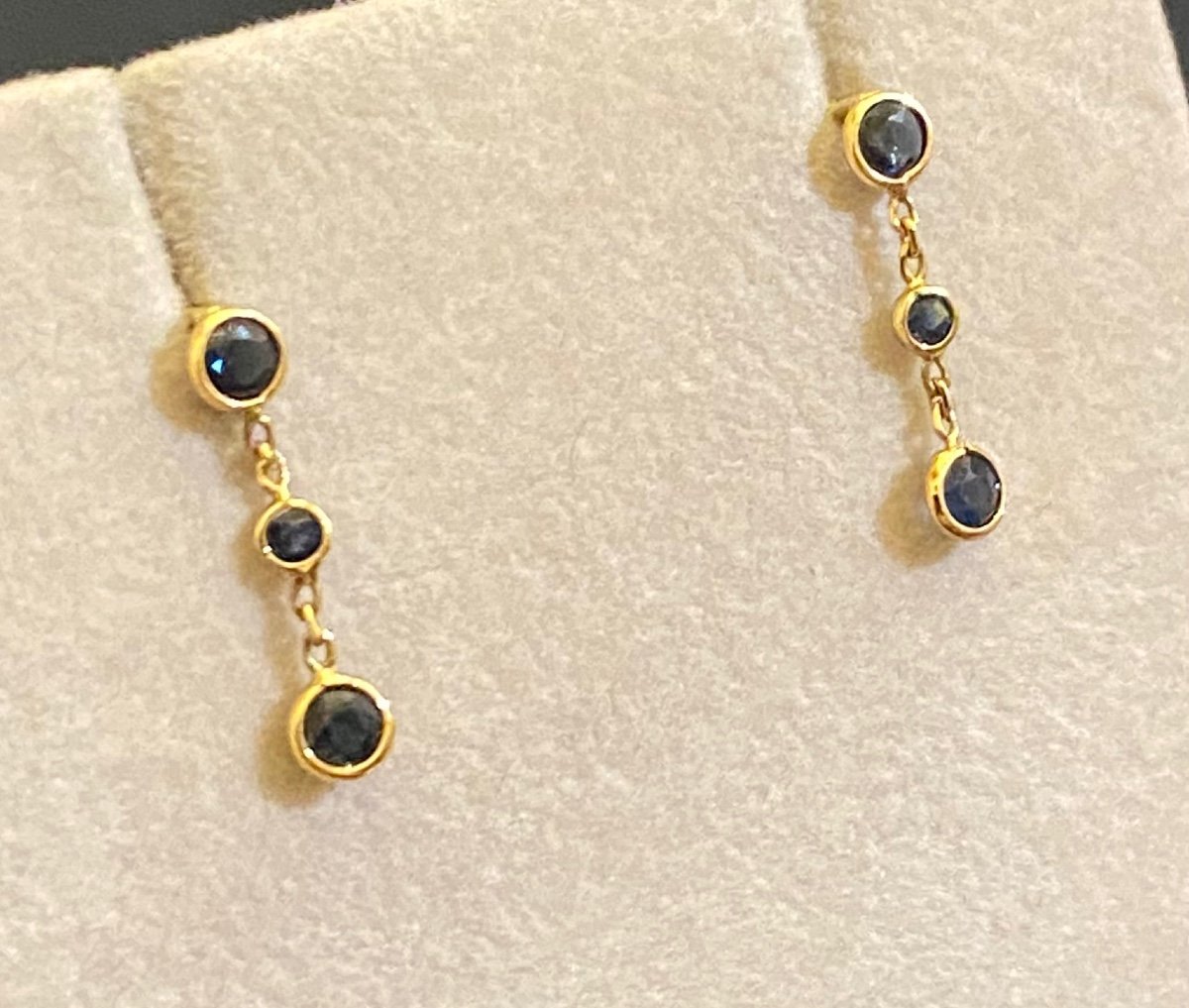 Pair Of Gold And Sapphire Drop Earrings-photo-4