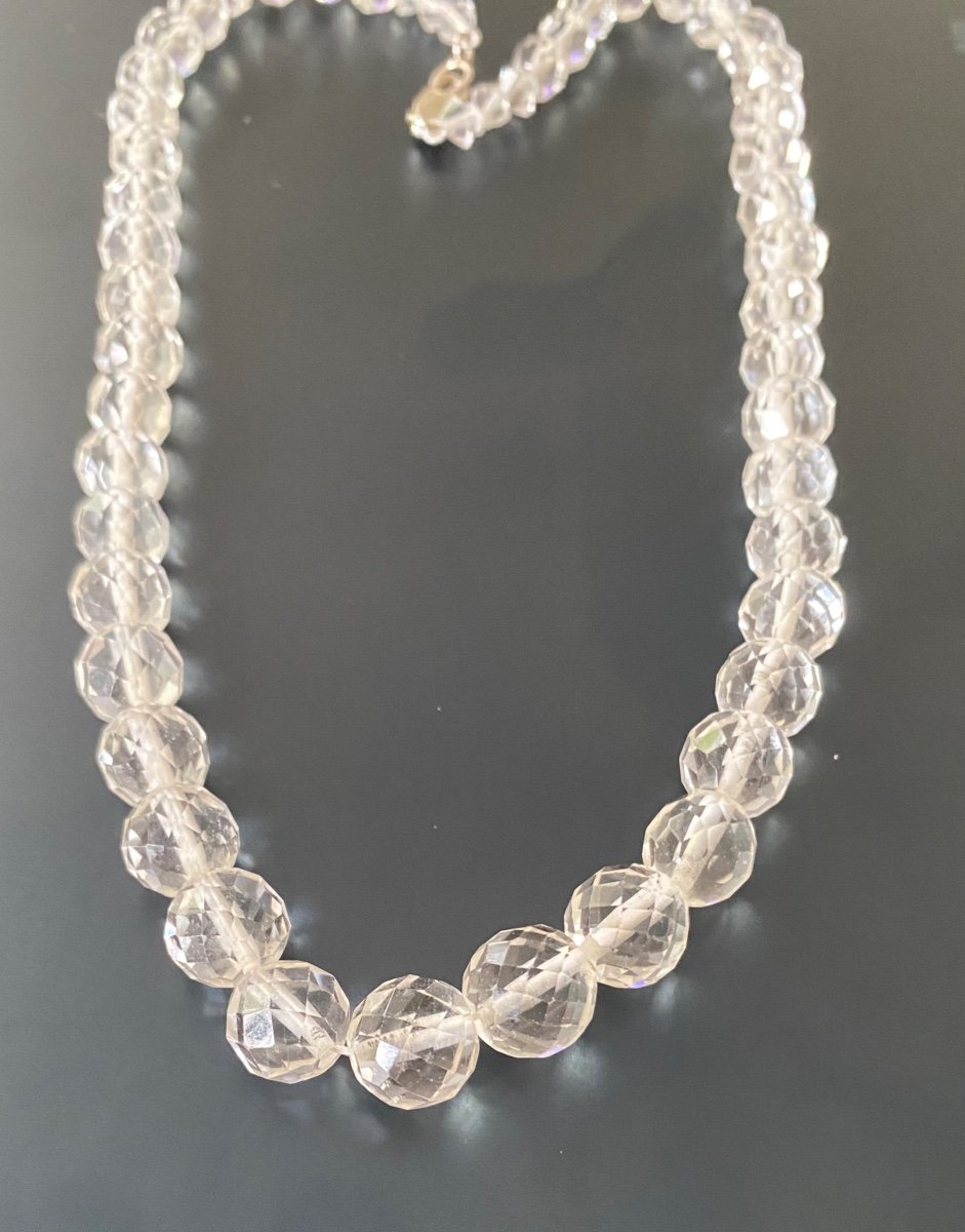 Faceted Crystal Necklace, 925/1000 Silver Clasp Eme-photo-2