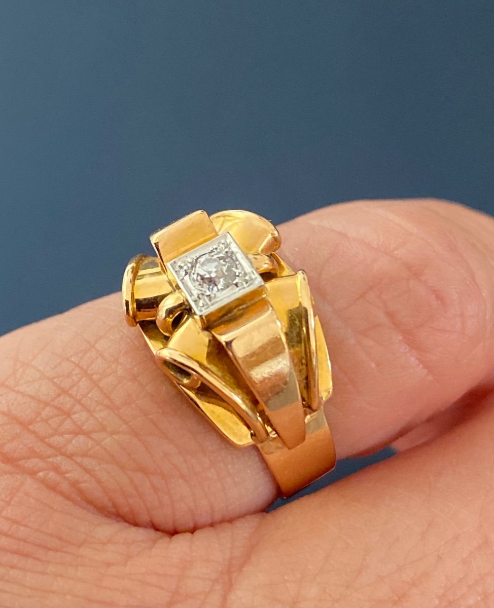 Art Deco Style Gold And Diamond Ring-photo-2