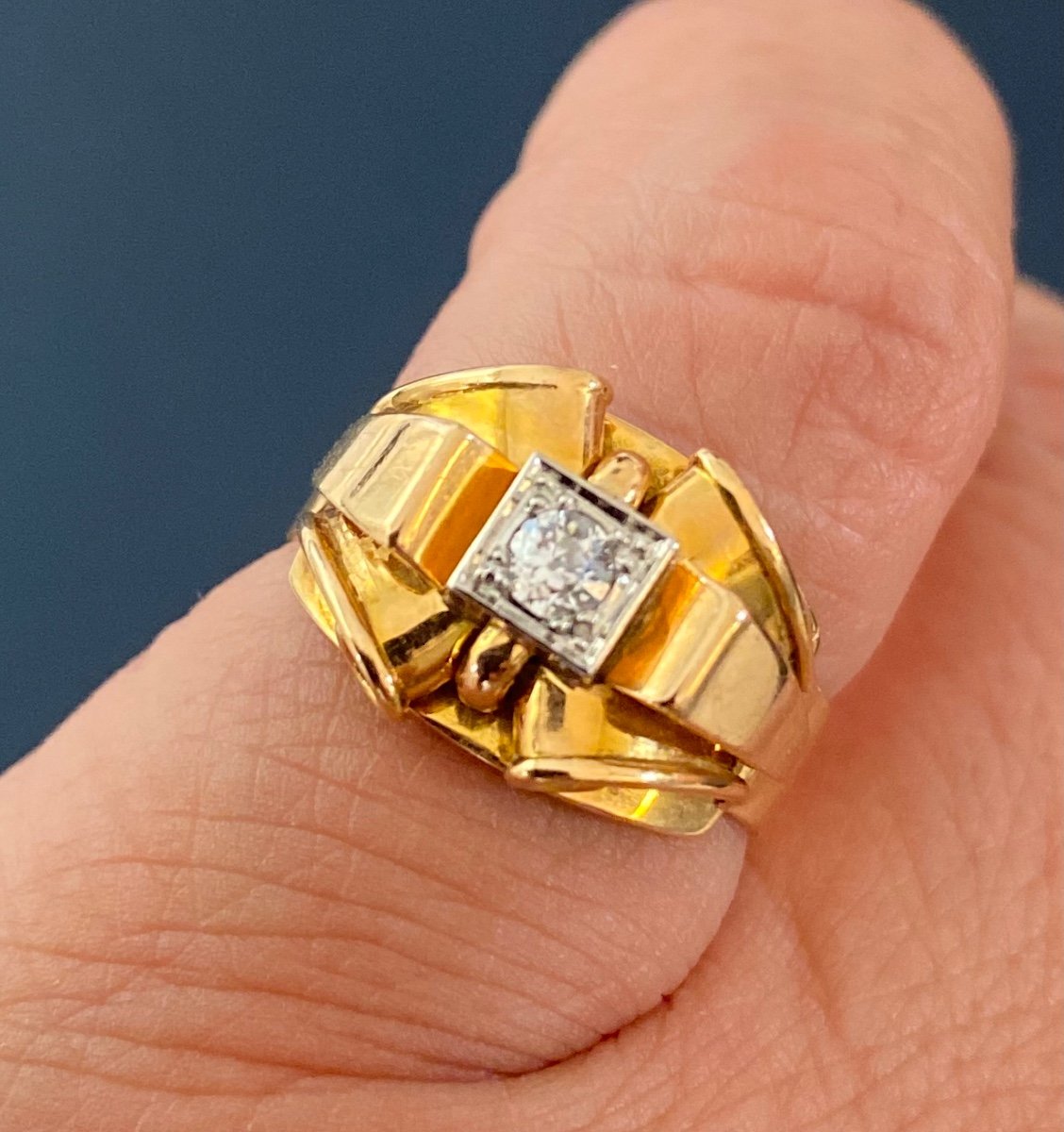 Art Deco Style Gold And Diamond Ring-photo-4