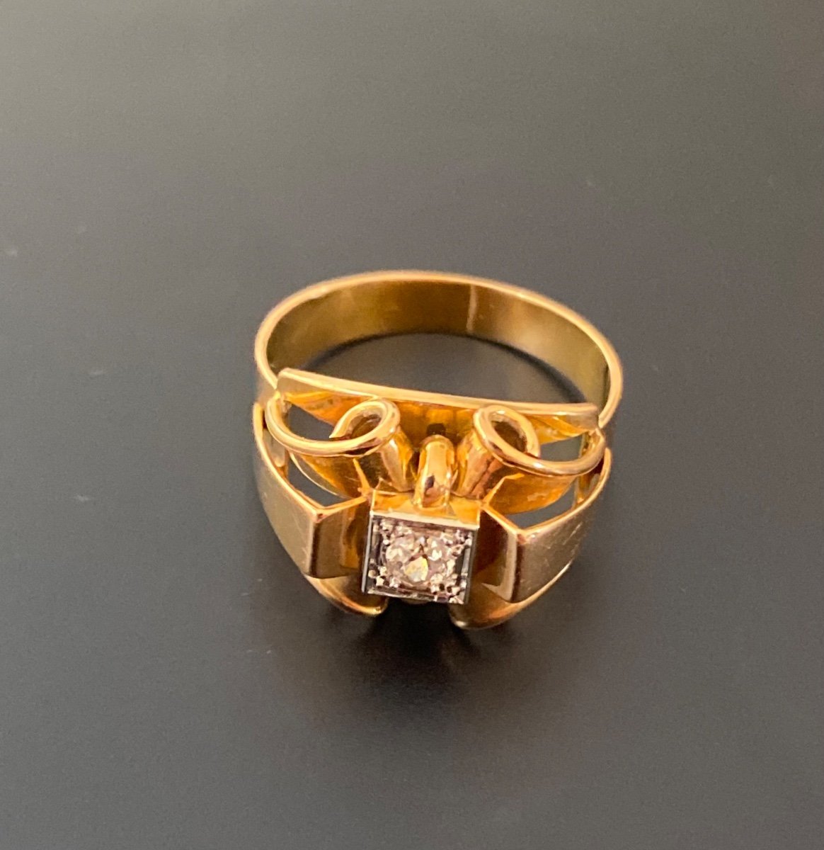 Art Deco Style Gold And Diamond Ring-photo-1