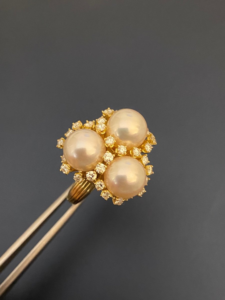 Gold, Pearl And Diamond Cocktail Ring-photo-4